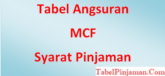 Tabel Angsuran MCF (Mega Central Finance) Syarat Pinjaman 2022